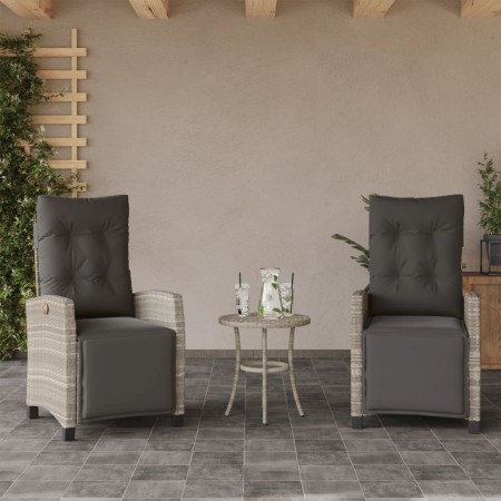 Sillón reclinable jardín y reposapiés 2 uds ratán PE gris claro en Sillas de jardín | Comprar online en Foru.es