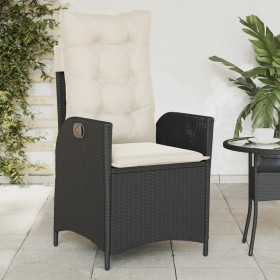 Sillón reclinable de jardín con cojines ratán sintético negro en Sillas de jardín | Comprar online en Foru.es