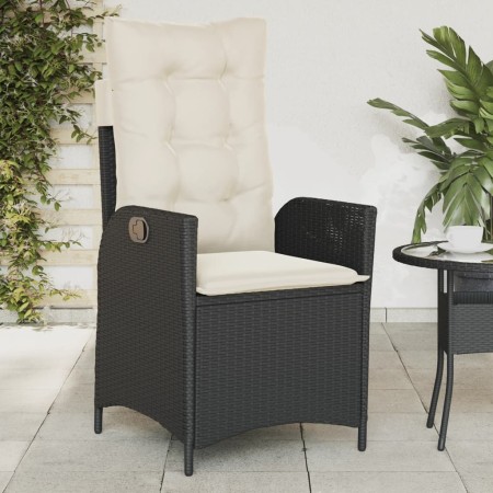 Sillón reclinable de jardín con cojines ratán sintético negro en Sillas de jardín | Comprar online en Foru.es