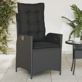 Sillón reclinable de jardín con cojines ratán sintético negro en Sillas de jardín | Comprar online en Foru.es