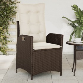 Sillón reclinable de jardín con cojines ratán sintético marrón en Sillas de jardín | Comprar online en Foru.es