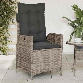 Sillón reclinable de jardín con cojines ratán sintético gris en Sillas de jardín | Comprar online en Foru.es