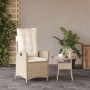 Silla de jardín reclinable con cojines ratán sintético beige en Sillas de jardín | Comprar online en Foru.es
