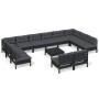 Muebles de jardín 13 pzas y cojines negro madera maciza de pino de vidaXL, Conjuntos de jardín - Ref: Foro24-3097233, Precio:...