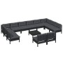 Muebles de jardín 13 pzas y cojines negro madera maciza de pino de vidaXL, Conjuntos de jardín - Ref: Foro24-3097233, Precio:...