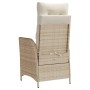 Silla de jardín reclinable con cojines ratán sintético beige en Sillas de jardín | Comprar online en Foru.es