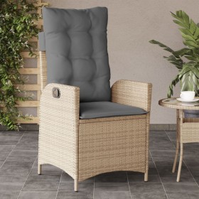 Sillón reclinable de jardín con cojines ratán PE beige mixto en Sillas de jardín | Comprar online en Foru.es