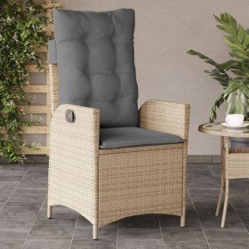 Sillón reclinable de jardín con cojines ratán PE beige mixto en Sillas de jardín | Comprar online en Foru.es