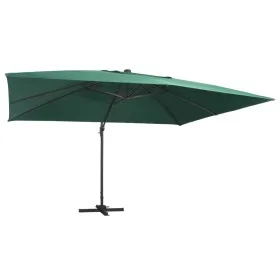 Sombrilla voladiza luces LED y poste aluminio verde 400x300 cm de vidaXL, Sombrillas - Ref: Foro24-47005, Precio: 292,14 €, D...
