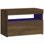 Mesita de noche con luces LED marrón roble 60x35x40 cm de vidaXL, Mesitas de noche - Ref: Foro24-3152830, Precio: 43,94 €, De...