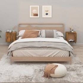 Mesitas de noche de pared 2 uds color roble ahumado 50x30x47 cm de vidaXL, Mesitas de noche - Ref: Foro24-816875, Precio: 43,...