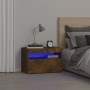 Mesita de noche con luces LED color roble ahumado 60x35x40 cm de vidaXL, Mesitas de noche - Ref: Foro24-3152826, Precio: 47,6...