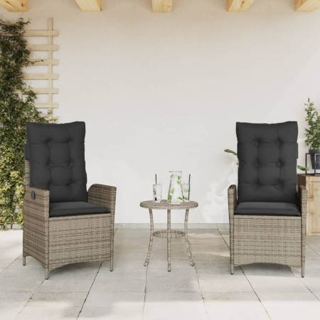 Sillones reclinable jardín y cojines 2 uds ratán sintético gris en Sillas de jardín | Comprar online en Foru.es