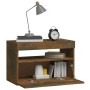 Mesita de noche con luces LED color roble ahumado 60x35x40 cm de vidaXL, Mesitas de noche - Ref: Foro24-3152826, Precio: 47,6...