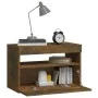 Mesita de noche con luces LED color roble ahumado 60x35x40 cm de vidaXL, Mesitas de noche - Ref: Foro24-3152826, Precio: 46,2...