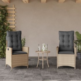 Sillones reclinables jardín y cojines beige mix 2 uds ratán PE en Sillas de jardín | Comprar online en Foru.es