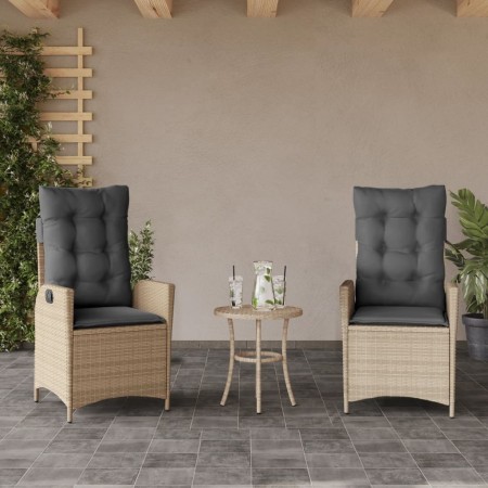 Sillones reclinables jardín y cojines beige mix 2 uds ratán PE en Sillas de jardín | Comprar online en Foru.es