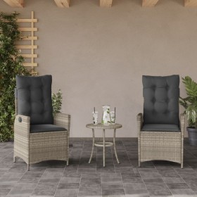 Sillones reclinables de jardín con cojines gris 2 uds ratán PE en Sillas de jardín | Comprar online en Foru.es