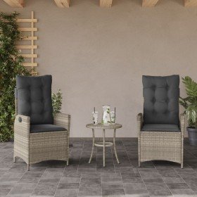Sillones reclinables de jardín con cojines gris 2 uds ratán PE en Sillas de jardín | Comprar online en Foru.es