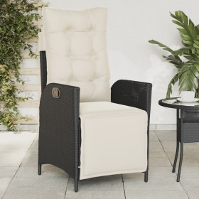 Sillón reclinable de jardín con reposapiés ratán PE negro en Sillas de jardín | Comprar online en Foru.es