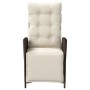 Sillón reclinable de jardín con reposapiés ratán PE marrón en Sillas de jardín | Comprar online en Foru.es