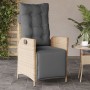 Sillón reclinable de jardín con reposapiés ratán PE beige mixto en Sillas de jardín | Comprar online en Foru.es