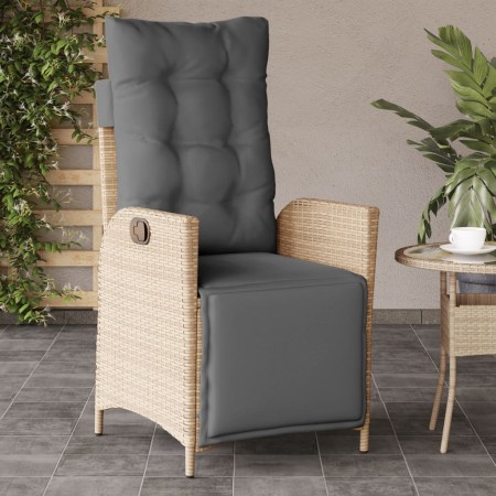 Sillón reclinable de jardín con reposapiés ratán PE beige mixto en Sillas de jardín | Comprar online en Foru.es