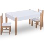 Mesa y sillas infantiles 3 pzas con pizarra negro y blanco de vidaXL, muebles para bebés y niños pequeños - Ref: Foro24-28618...