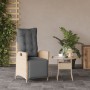 Sillón reclinable de jardín con reposapiés ratán PE beige mixto en Sillas de jardín | Comprar online en Foru.es