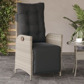 Sillón reclinable de jardín con reposapiés ratán PE gris claro en Sillas de jardín | Comprar online en Foru.es