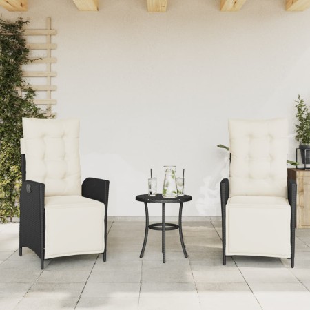Sillones reclinables jardín con reposapiés 2 uds ratán PE negro en Sillas de jardín | Comprar online en Foru.es