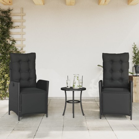 Sillones reclinables jardín con reposapiés 2 uds ratán PE negro en Sillas de jardín | Comprar online en Foru.es