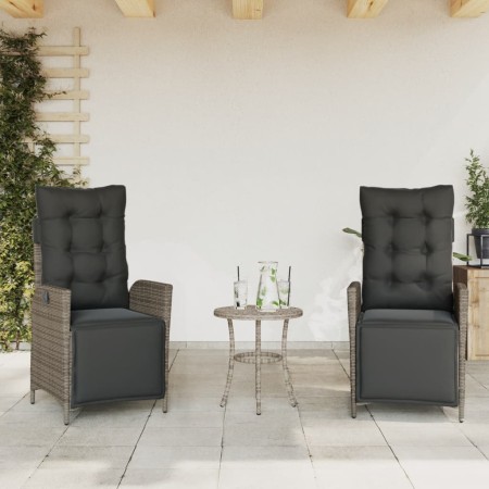 Sillones reclinables jardín con reposapiés 2 uds ratán PE gris en Sillas de jardín | Comprar online en Foru.es