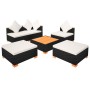 Set muebles de jardín 6 piezas y cojines ratán sintético negro de vidaXL, Conjuntos de jardín - Ref: Foro24-42755, Precio: 50...