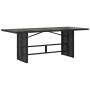 Mesa de jardín superficie de vidrio ratán PE negro 190x80x74 cm en Mesas de jardín | Comprar online en Foru.es