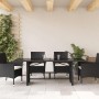 Mesa de jardín superficie de vidrio ratán PE negro 190x80x74 cm en Mesas de jardín | Comprar online en Foru.es