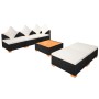 Set muebles de jardín 6 piezas y cojines ratán sintético negro de vidaXL, Conjuntos de jardín - Ref: Foro24-42755, Precio: 50...