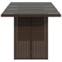 Mesa de jardín superficie de vidrio ratán PE marrón 190x80x74cm en Mesas de jardín | Comprar online en Foru.es