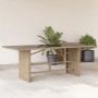 Mesa de jardín superficie de vidrio ratán PE beige 190x80x74 cm en Mesas de jardín | Comprar online en Foru.es