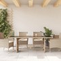 Mesa de jardín superficie de vidrio ratán PE beige 190x80x74 cm en Mesas de jardín | Comprar online en Foru.es