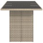 Mesa jardín superficie vidrio ratán PE gris claro 190x80x74 cm en Mesas de jardín | Comprar online en Foru.es