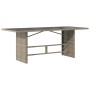 Mesa jardín superficie vidrio ratán PE gris claro 190x80x74 cm en Mesas de jardín | Comprar online en Foru.es