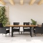 Mesa de jardín superficie de madera ratán PE negro 190x80x74 cm en Mesas de jardín | Comprar online en Foru.es