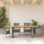 Mesa de jardín superficie de madera ratán PE gris 190x80x74 cm en Mesas de jardín | Comprar online en Foru.es
