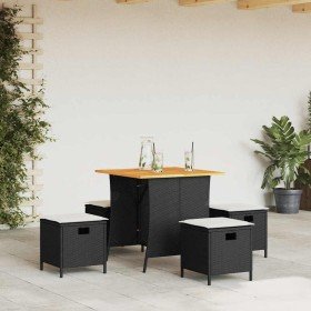 Set de muebles jardín 5 pzas con cojines ratán sintético negro en Conjuntos de jardín | Comprar online en Foru.es