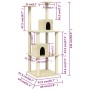 Rascador para gatos con postes de sisal color crema 141 cm de vidaXL, Mobiliario para gatos - Ref: Foro24-171524, Precio: 54,...