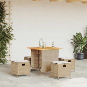 Set comedor de jardín 5 pzas con cojines ratán sintético beige en Conjuntos de jardín | Comprar online en Foru.es