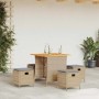 Set comedor de jardín 5 pzas con cojines ratán sintético beige en Conjuntos de jardín | Comprar online en Foru.es