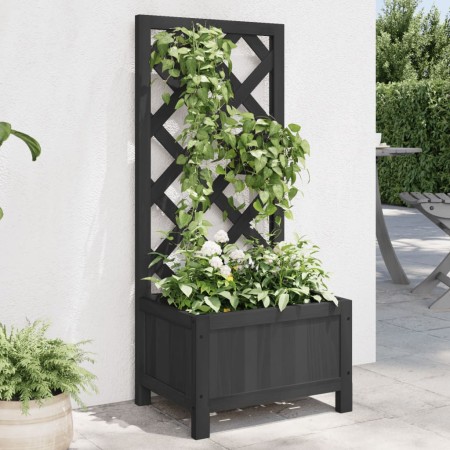 Jardinera enrejada madera maciza de abeto negra en Macetas y jardineras | Comprar online en Foru.es