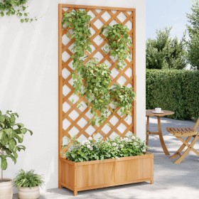 Jardinera con enrejado de madera maciza de abeto marrón en Macetas y jardineras | Comprar online en Foru.es